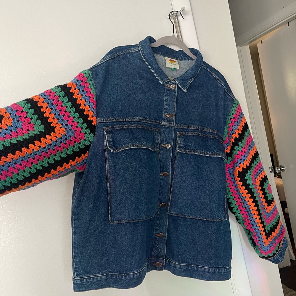 Farm Rio Crochet Denim Jacket